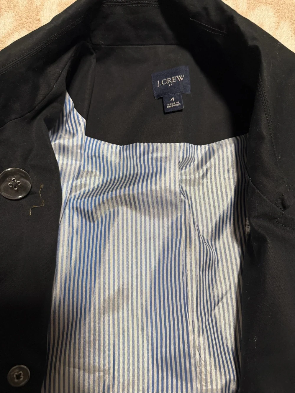 Black womens j crew Double-Breasted Trench Coat